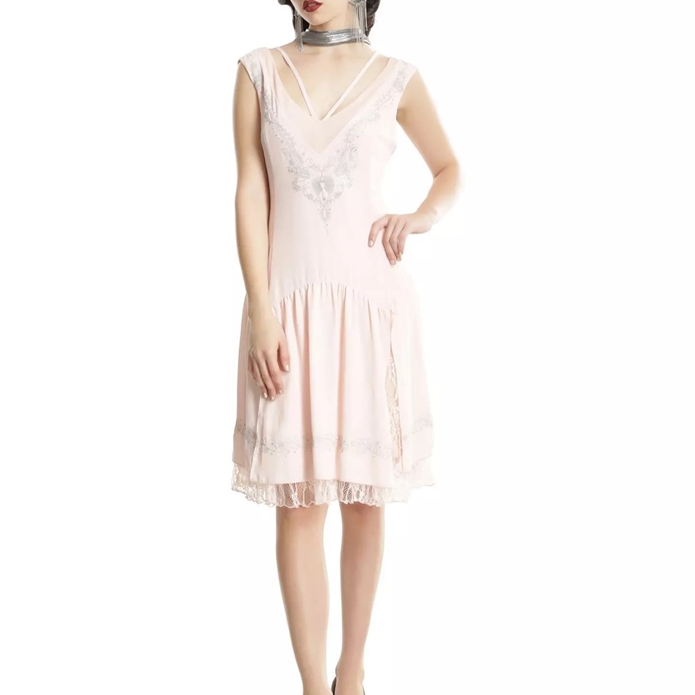 Hot Topic Fantastic Beasts 1920s Flapper Pink Queenie Dress  -size L